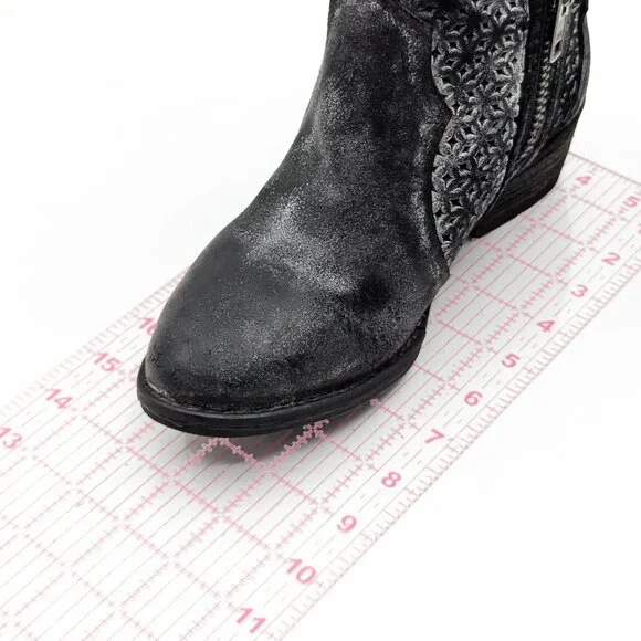 Circle G Women Distressed Black Leather Lasercut Western Cowboy Boots sz 8 - Picture 5 of 11